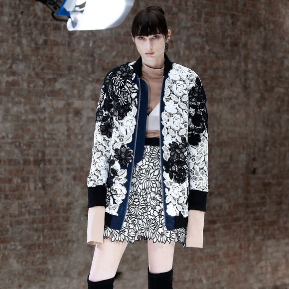 Self-Portrait Jackets & Blazers - SELF-PORTRAIT Floral Guipure Two-Tone Lace Jacket